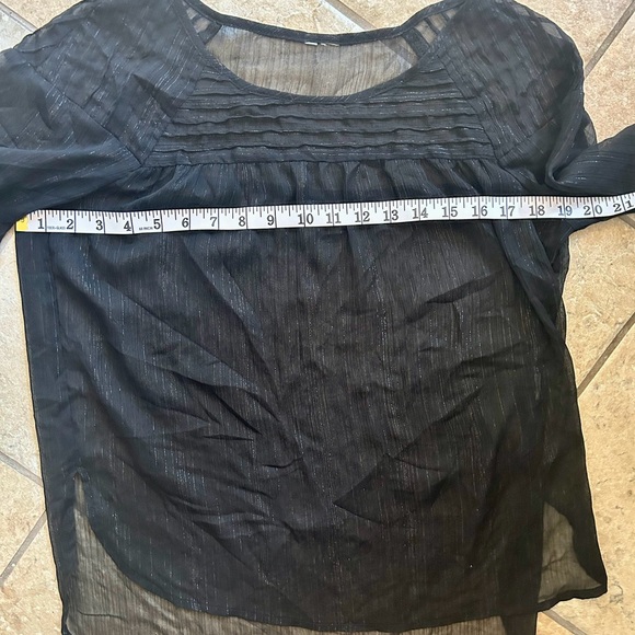 Sparkly Sheer Black Embroidered 3/4 Sleeve Top Blouse Shirt Size Medium See Pics - Picture 11 of 12